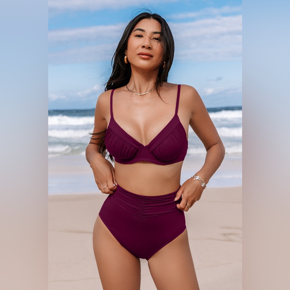 High Rise Bikini (Maroon)